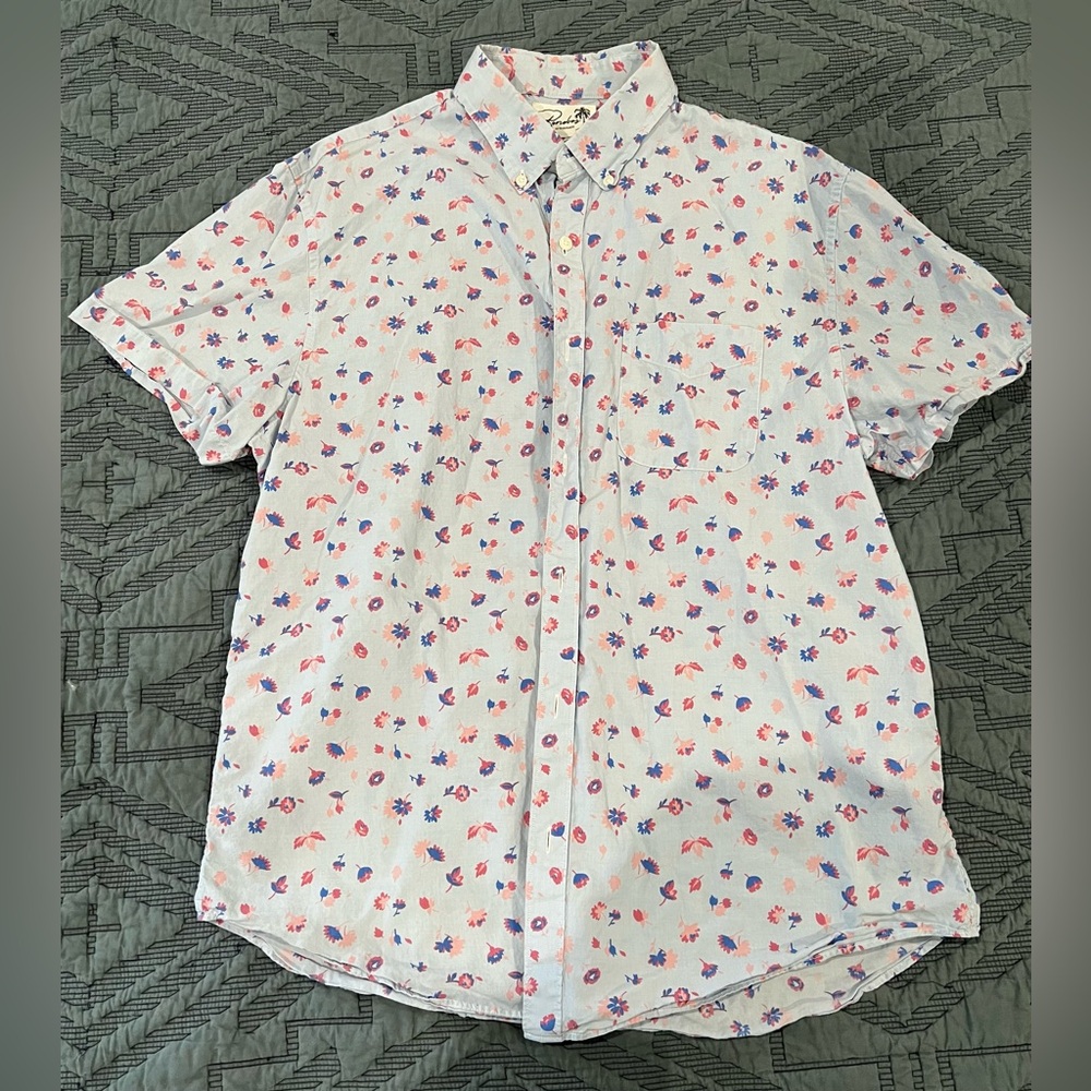 Bonobos Men’s Short Sleeve Light Blue Floral, Large